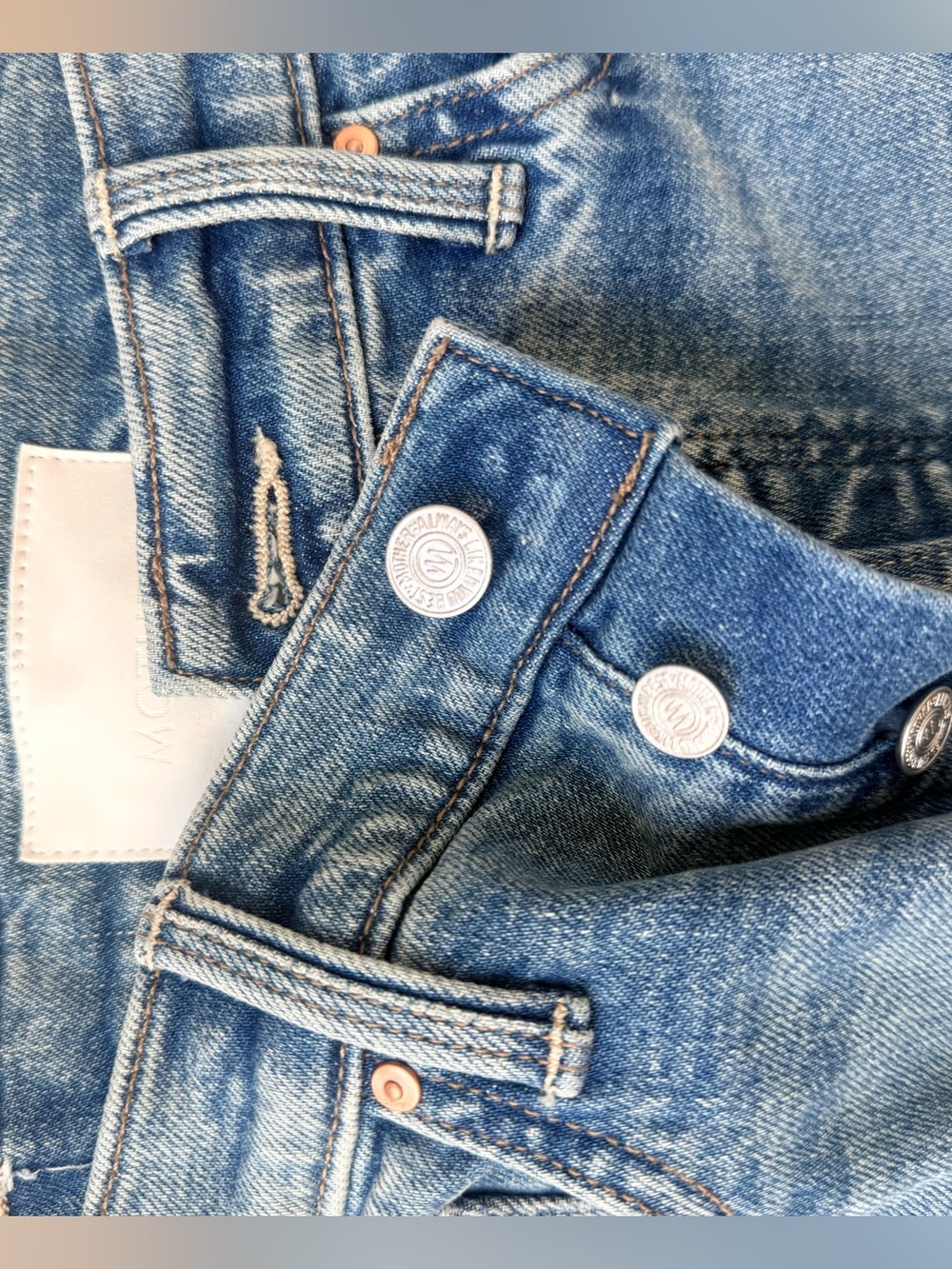 MOTHER Light Blue Denim Flare Jeans with Frayed Hem - Picture 3 of 3